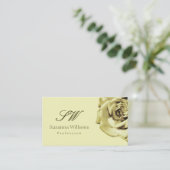Mooi Roos Plain Pastel Beige met Initialen Visitekaartje (Staand voorkant)