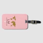 Mooi ROOS Roze Reizen bagagelabel met haar naam (Voorkant (horizontaal))