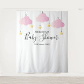 Mooi Roze Baby Shower Foto Booth Achtergrond Wandkleed (Voorkant)