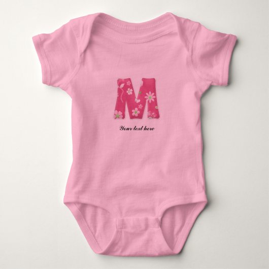 Mooi roze baby tutu romper met monogram (Voorkant)