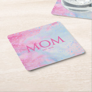 Mooi Roze Blauwe Nieuwe Moeder Cadeau Moeder Geves Kartonnen Onderzetters