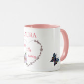Mooi Roze Bloem 17e Verjaardag Mok (Voorkant rechts)
