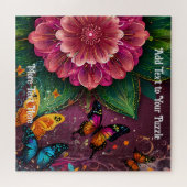 Mooi roze bloem en vlinders ontwerp legpuzzel (Horizontaal)