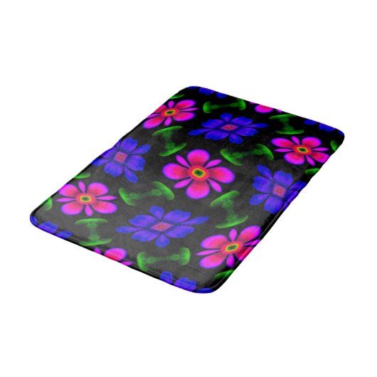 Mooi roze bloemen patroon badmat (Gekanteld)