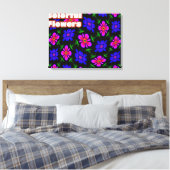 Mooi roze bloemen patroon canvas afdruk (Insitu (Slaapkamer))