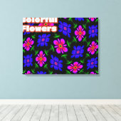 Mooi roze bloemen patroon canvas afdruk (Insitu (Houten vloer))