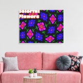 Mooi roze bloemen patroon canvas afdruk (Insitu (Woonkamer))