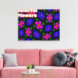 Mooi roze bloemen patroon canvas afdruk