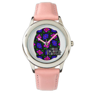 Mooi roze bloemen patroon horloge