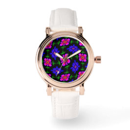 Mooi roze bloemen patroon horloge