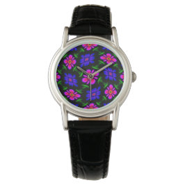 Mooi roze bloemen patroon horloge
