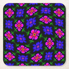 Mooi roze bloemen patroon kartonnen onderzetters