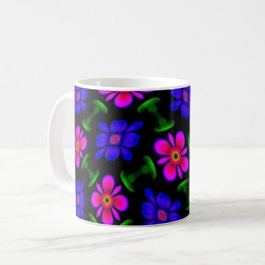 Mooi roze bloemen patroon koffiemok (Voorkant links)