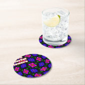 Mooi roze bloemen patroon ronde kartonnen onderzetter (Insitu)