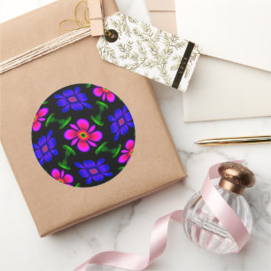 Mooi roze bloemen patroon ronde sticker