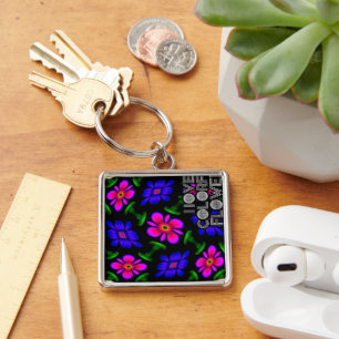 Mooi roze bloemen patroon sleutelhanger