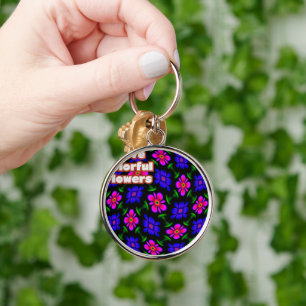 Mooi roze bloemen patroon sleutelhanger