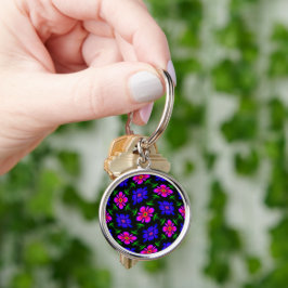Mooi roze bloemen patroon sleutelhanger