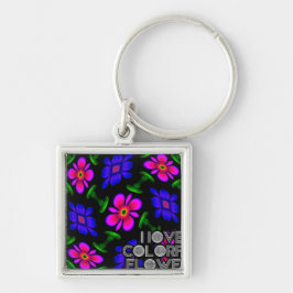 Mooi roze bloemen patroon sleutelhanger
