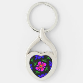 Mooi roze bloemen patroon sleutelhanger