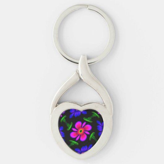 Mooi roze bloemen patroon sleutelhanger (Voorkant)