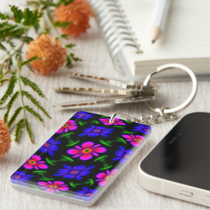 Mooi roze bloemen patroon sleutelhanger