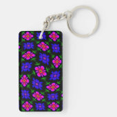 Mooi roze bloemen patroon sleutelhanger (achterkant)