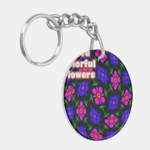 Mooi roze bloemen patroon sleutelhanger