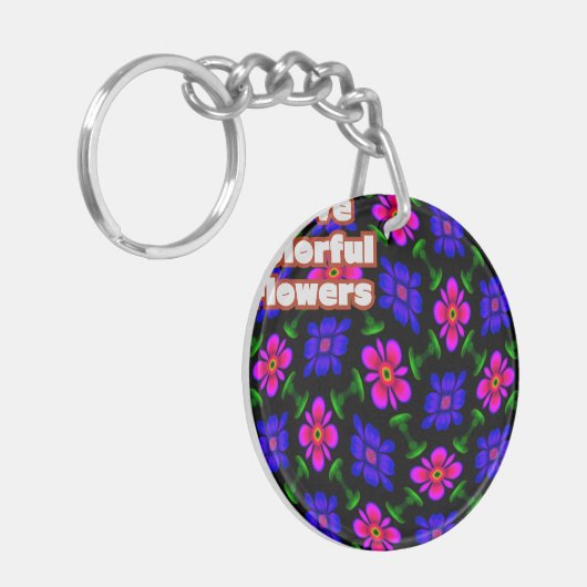 Mooi roze bloemen patroon sleutelhanger (Voorkant Links)