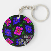 Mooi roze bloemen patroon sleutelhanger (Achterkant)