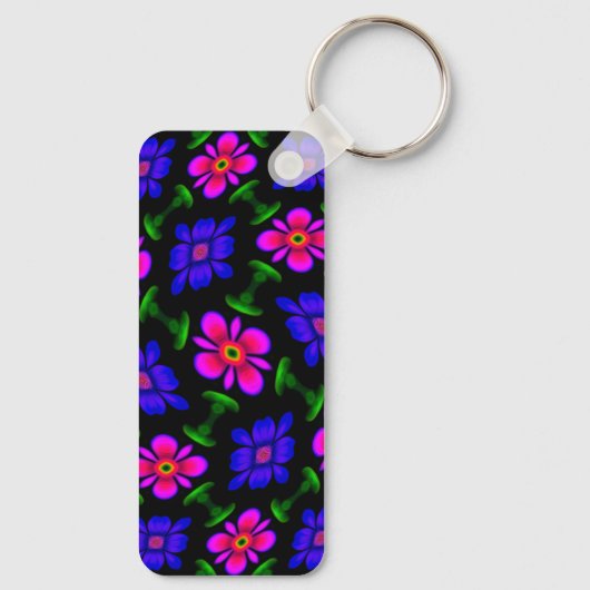 Mooi roze bloemen patroon sleutelhanger (Achterkant)