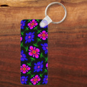 Mooi roze bloemen patroon sleutelhanger (Achterkant)