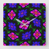 Mooi roze bloemen patroon vierkante klok (Voorkant)
