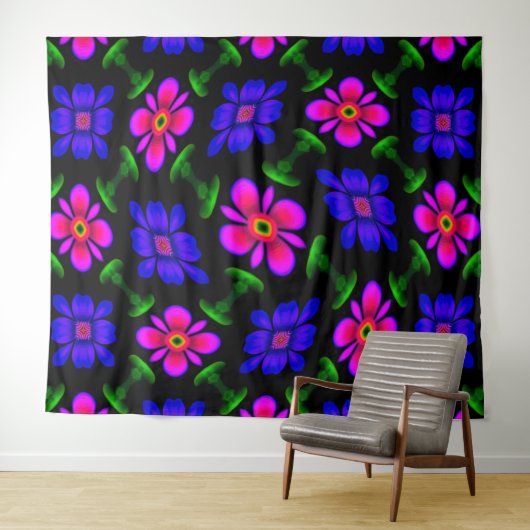 Mooi roze bloemen patroon wandkleed (In Situ (horizontaal))