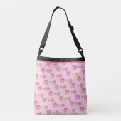 Mooi roze bloemenpatroon crossbody tas (Achterkant)