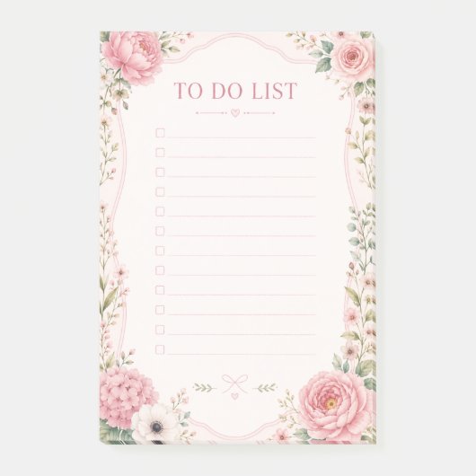 Mooi Roze Bloemige Takenlijst Post-it Notities Post-it® Notes (Voorkant)