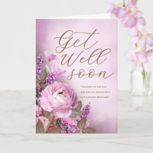 Mooi Roze Bloemstuk Snel Beter Persoonlijke Kaart