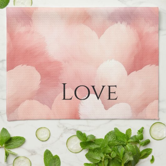 Mooi Roze Blos Hartjes Liefde Theedoek (Gevouwen)