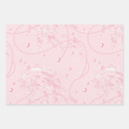 Mooi roze blos parel bruidsdouche inpakpapier vel (Voorkant 3)