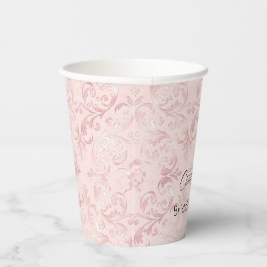 Mooi roze blos parel bruidsdouche papieren bekers (Rechts)