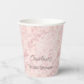 Mooi roze blos parel bruidsdouche papieren bekers (Voorkant)