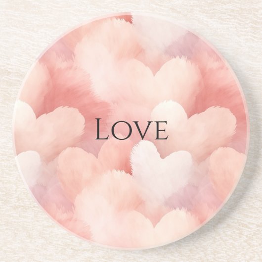 Mooi Roze Blush Harten Liefde Zandsteen Onderzetter (Voorkant)