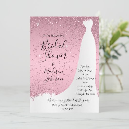 Mooi roze bruidsfeest - kaart (Staand voorkant)