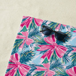 Mooi roze coquette strik en boomtak patroon strandlaken