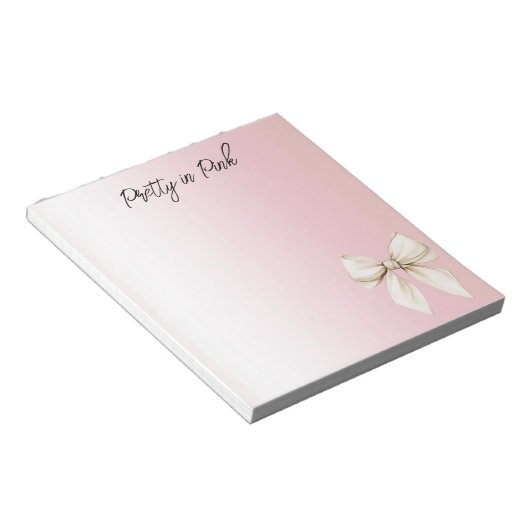 Mooi Roze Crème Strik Notitieblok (Schuin)