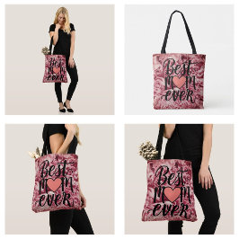 Mooi Roze Elegant Beste Moeder Ooit Bloemmotief Tote Bag