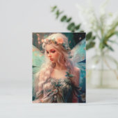 Mooi roze en blauw Fairy Fantasy Art Briefkaart (Staand voorkant)