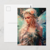Mooi roze en blauw Fairy Fantasy Art Briefkaart (Voorkant / Achterkant)