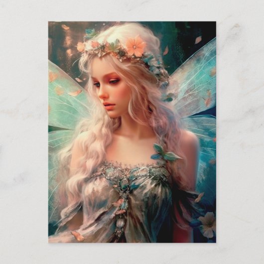 Mooi roze en blauw Fairy Fantasy Art Briefkaart (Voorkant)