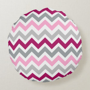 Mooi roze en grijs zigzagpatroon rond hoofdkussen rond kussen